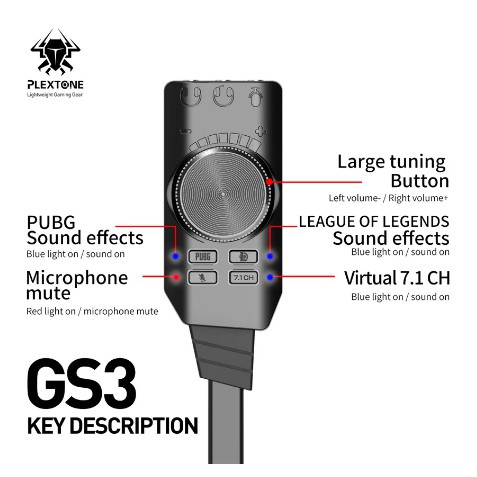 №Plextone GS3 Mark II Sound Card Adapter Virtual 7.1 CH ซาวน์การ์ด การ์ดเสียง สำหรับ คอมพิวเตอร์ โน้ตบุ๊ค