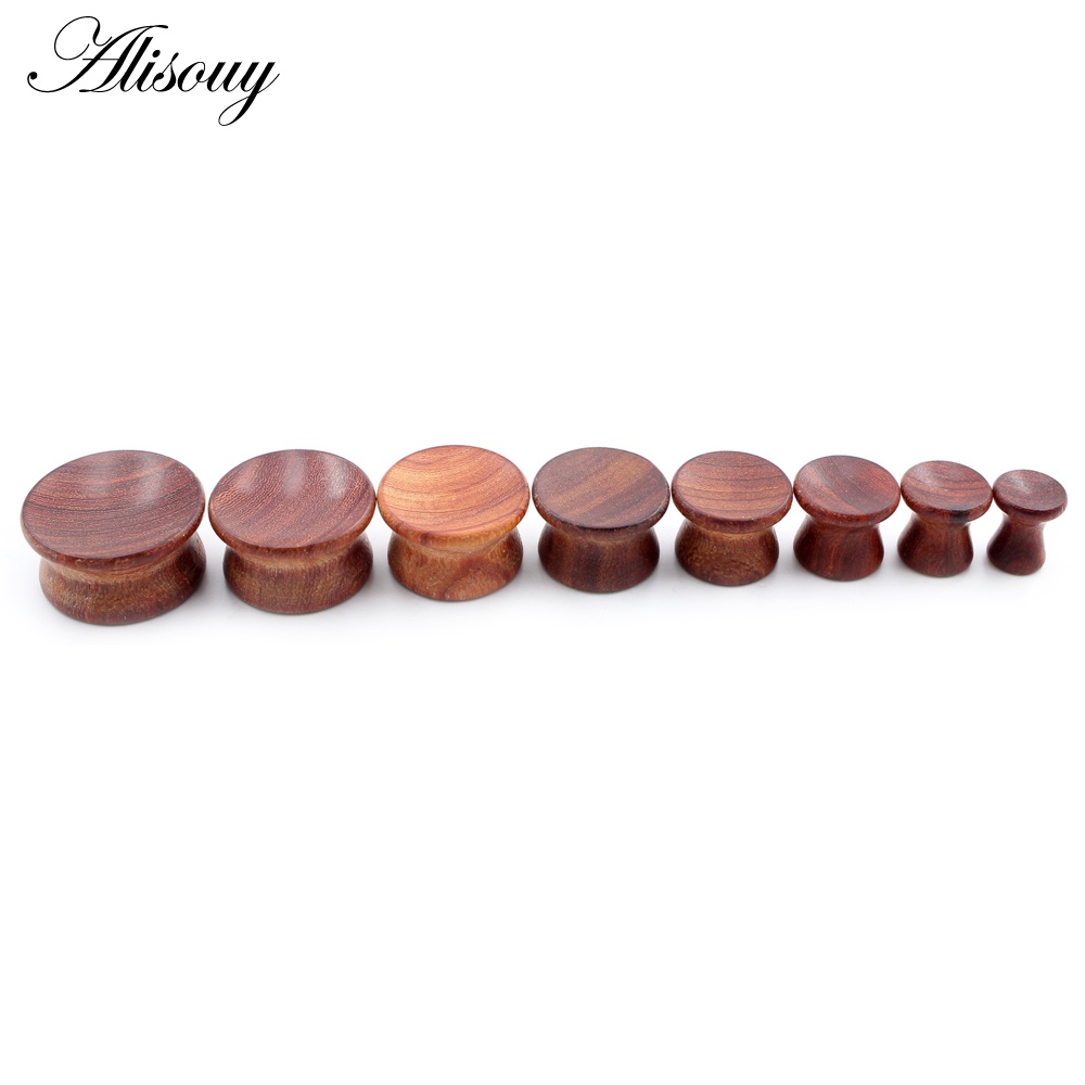 Alisouy 2 ชิ้น 6 มม. - 20 มม. เว้า ไม้ธรรมชาติ ผู้ชาย ผู้หญิง อุโมงค์หู ปลั๊ก ขยาย เกจวัด ต่างหู เจาะร่างกาย เครื่องประดับ