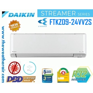 แอร์ Daikin ติดผนังอินเวอร์เตอร์ เบอร์ 5 น้ำยา R32 รุ่น ZETAS FTKZ Streamer ขนาด 9,000BTU-24,000BTU