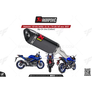 ท่อแต่ง Akrapovic Exhaust Slip-On Line (Carbon) YAMAHA YZF-R3/MT03 15-18 /19-20/All new 2021