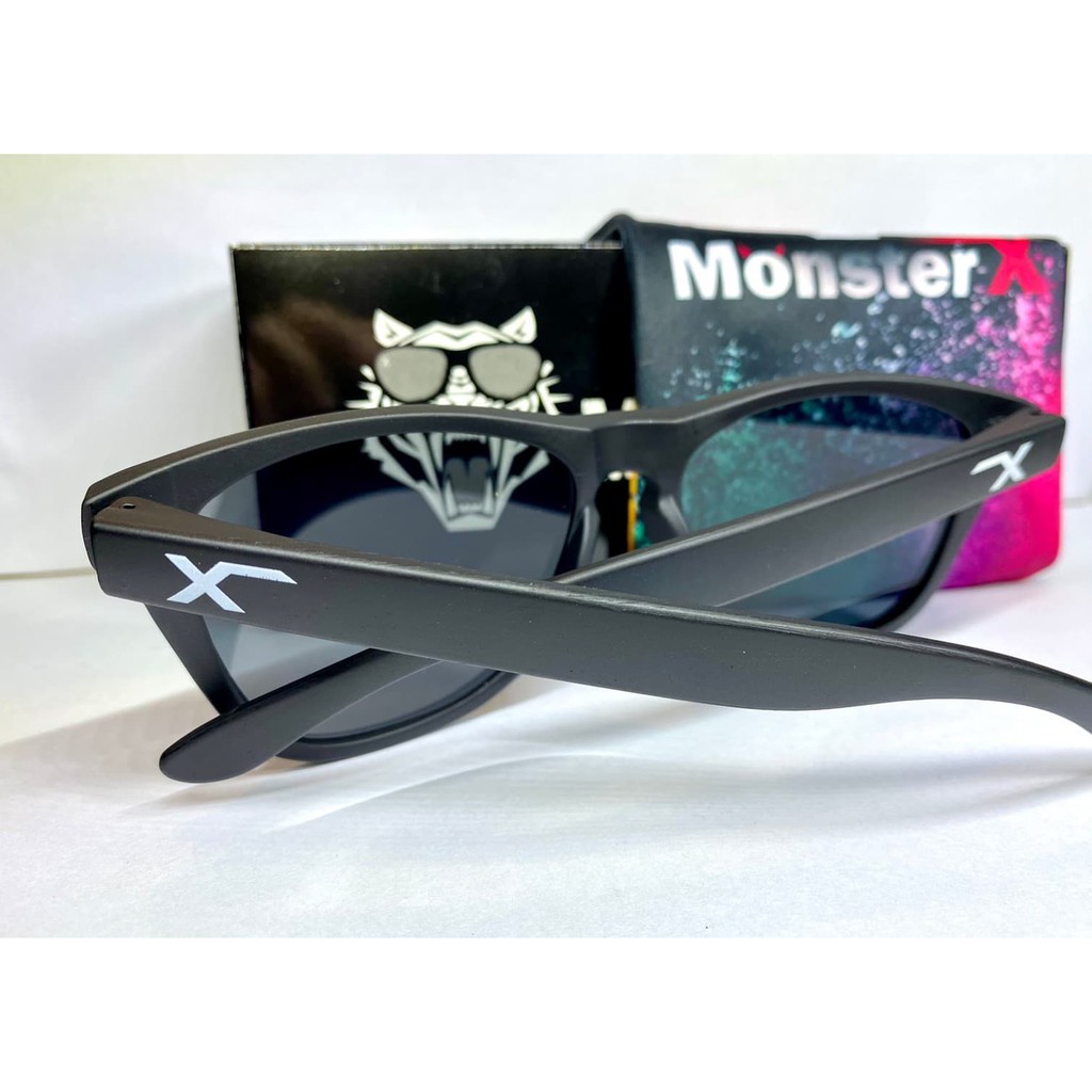 AuthenticNEWแว่นกันแดด MonsterX กรอบสีดำด้าน เลนส์สีดำเทา X1 hrWx