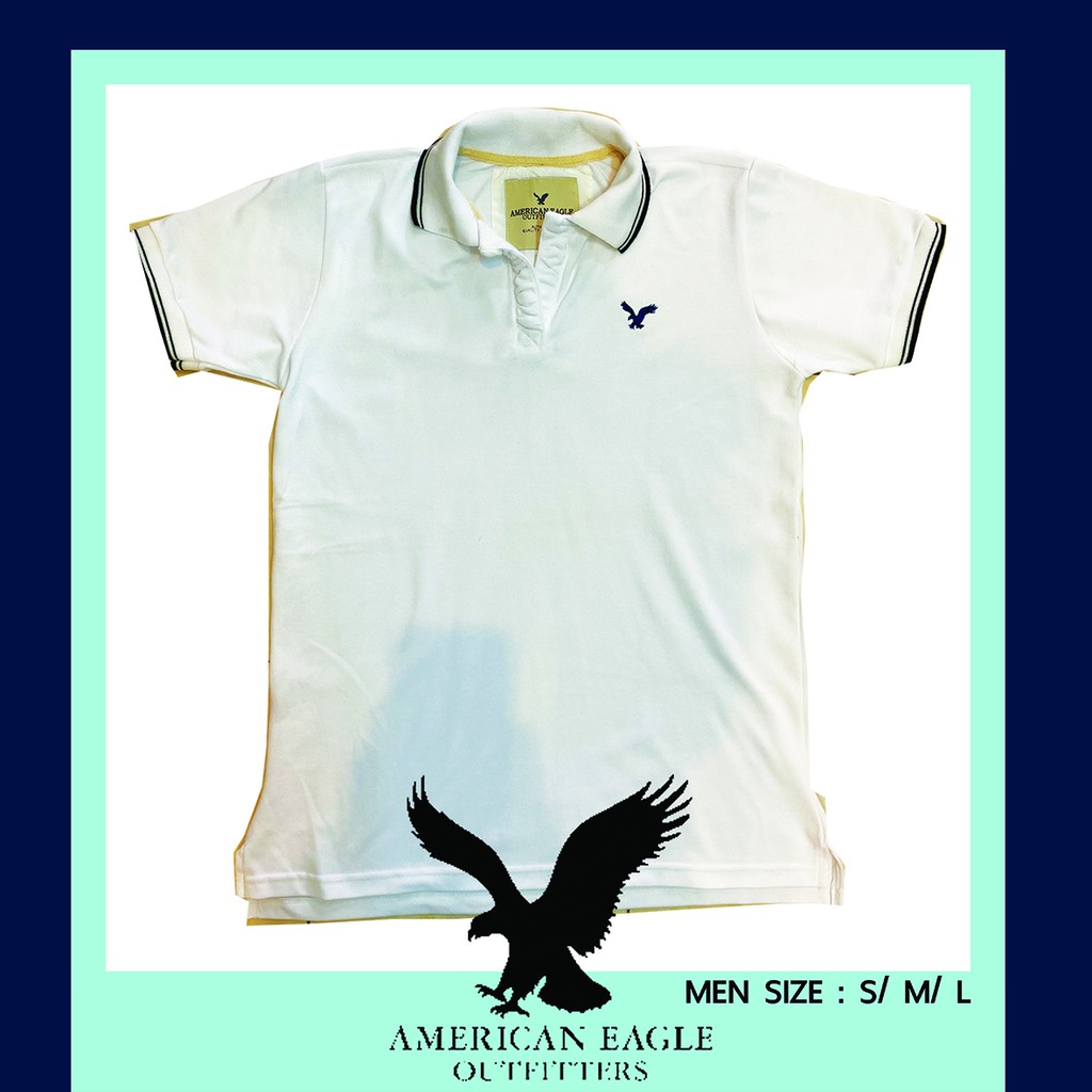 เสื้อโปโล American Eagle สีขาว สำหรับผู้หญิง และผู้ชาย ใส่ตีกอล์ฟ หรือเล่นกีฬาได้