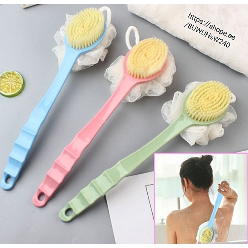 Gemang Jaya Department Store _ Back Brush Bath Brush and Sponge Body Scrubber Sponge Stick Brush Sti