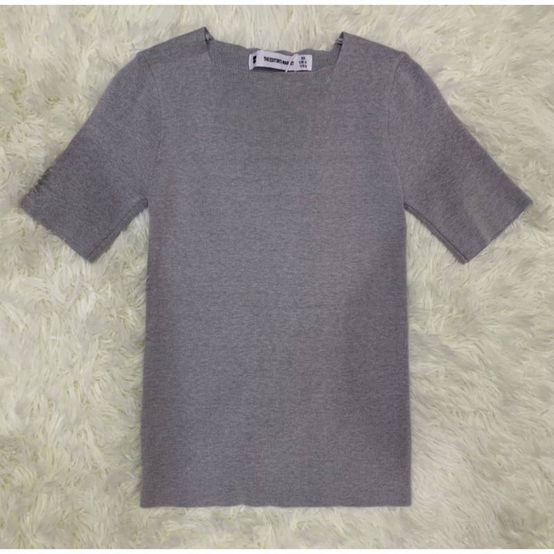 เสื้อยืด The Editor's Market รุ่น Francine Square-Neck Blouse สีเทา Size: XS