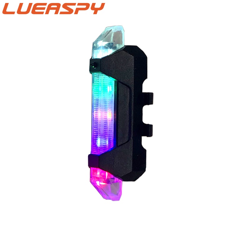 Lueaspy ไฟจักรยาน LED ชาร์จ USB กันน้ํา สีรุ้ง