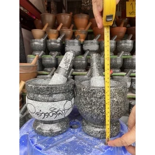ครกหินแท้ขนาด 4.5ถึง 8.5พร้อมสาก เหมาะสำหรับตำน้ำพริกกระเทียม