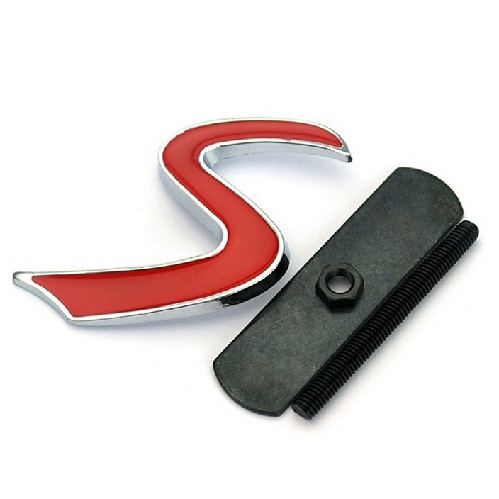 โลโก้ เอส แต่ง ติดกระจังหน้า มินิ คูเปอร์ งานโลหMini Red S Logo Car Front Grill Badge Mini Cooper S Jcw Grill Cover Badg