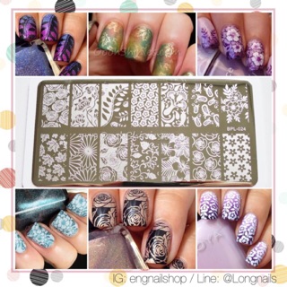 แผ่นปั๊ม ลายเล็บ สี่เหลี่ยมผืนผ้า ดอกไม้ opi essie orly zoya