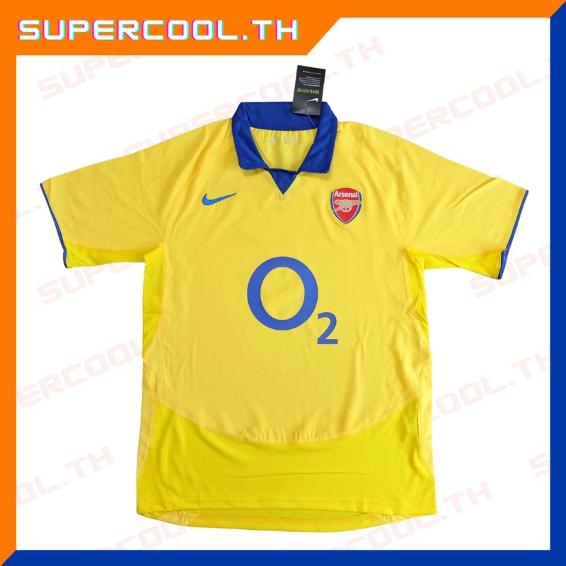 Arsenal 2002/03 Away vintage Jersey เสื้ออาร์เซนอลย้อนยุค เสื้อบอลอาร์เซนอลย้อนยุค Arsenal O2 yellow