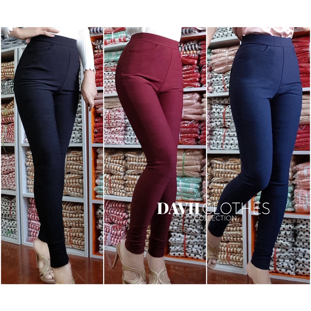 CLEARANCE SALE !! | S003 สกินนี่เอวสูงซิปข้าง มีกระเป๋า กระดุมไม้ ผ้ายืด เก็บทรง เก็บสะโพก กางเกงก้นเด้ง ผ้าสกินนี่