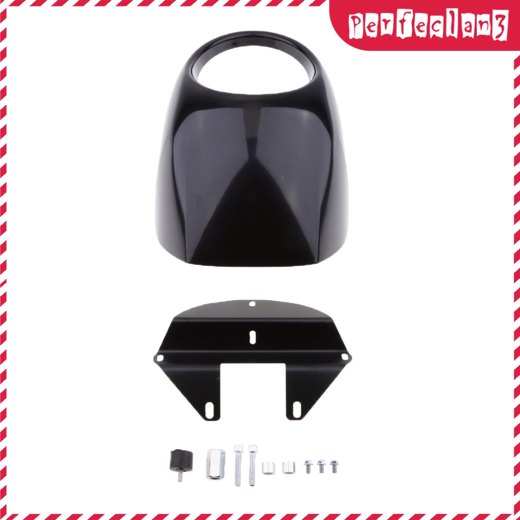 TCMT Cafe Drag Headlight Fairing Visor For Harley Sportster Dyna - Black ABS, Fits 5.75" Headlight, 39mm Forks