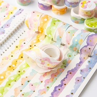 สติกเกอร์เทปวาชิ ลายก้อนเมฆ สีบรอนซ์ 3 เมตร สําหรับตกแต่งไดอารี่ นักเรียน DIY