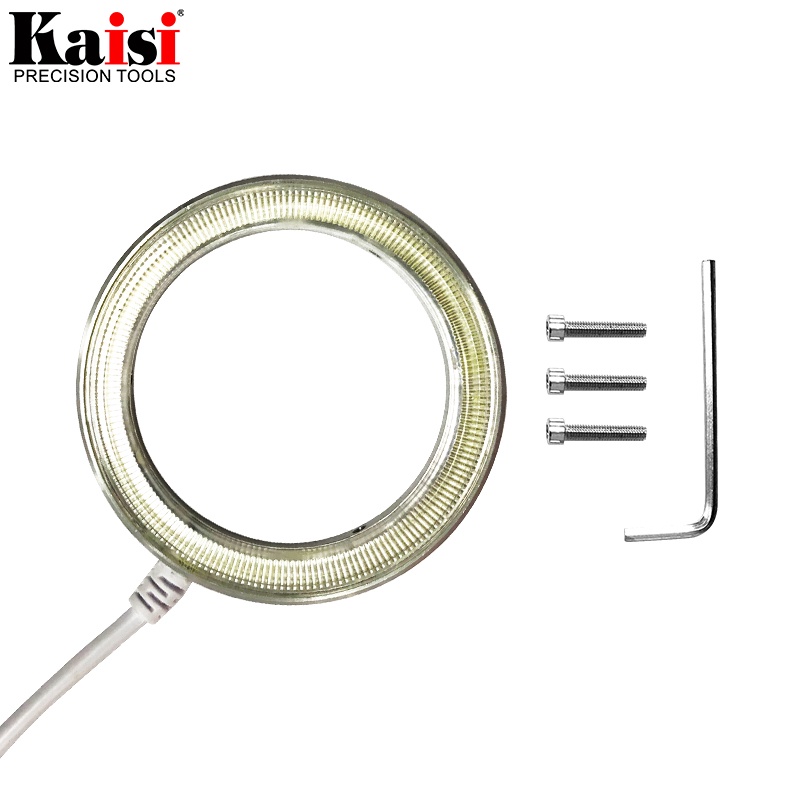 Kaisi แหวนไฟ LED 60 ดวง บางพิเศษ ปรับได้ สําหรับกล้องจุลทรรศน์สเตอริโอซูม ปลั๊ก USB
