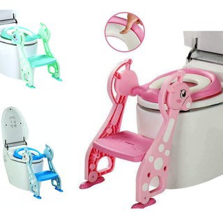 บันไดขึ้นชักโครกลายยีราฟ เบาะรองนั่งนิ่มนั่งสบาย (Baby Step Toilet Seat Giraffe)