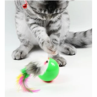 PEKO PET&CAT บอลล้มลุก001 ของเล่นสัตว์เลี้ยง ลูกบอลล้มลุกหนู ขนไก่ ของเล่นแมว ของเล่นสุนัข