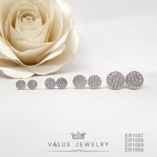 ต่างหูแป้น ฝังคริสตัลละเอียด ลายวงกลม Circle ปิดใบหู มี4ขนาด…