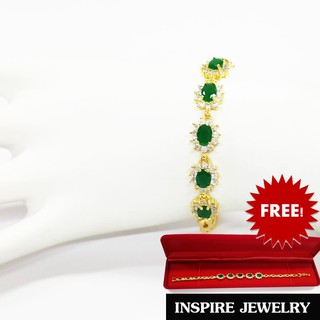 INSPIRE JEWELRY , สร้อยข้อมือพลอยล้อมเพชร ยาว 18cm. พร้อมกล่องกำมะหยี่ ตัดไซด์ออกได้ที่ร้านนาฬิกา เหมาะกับการแต่งกาย