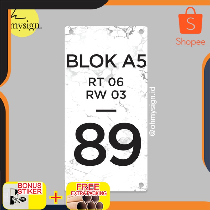 ตัวเลขบ้านอะคริลิคแบบกําหนดเองพิมพ์ลาย UV Marble Motif | อะคริลิคบ้านเลขที่