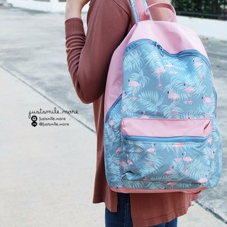 (พร้อมส่ง) Flamingo Bags กระเป๋าเป้ลายฟามิงโก้