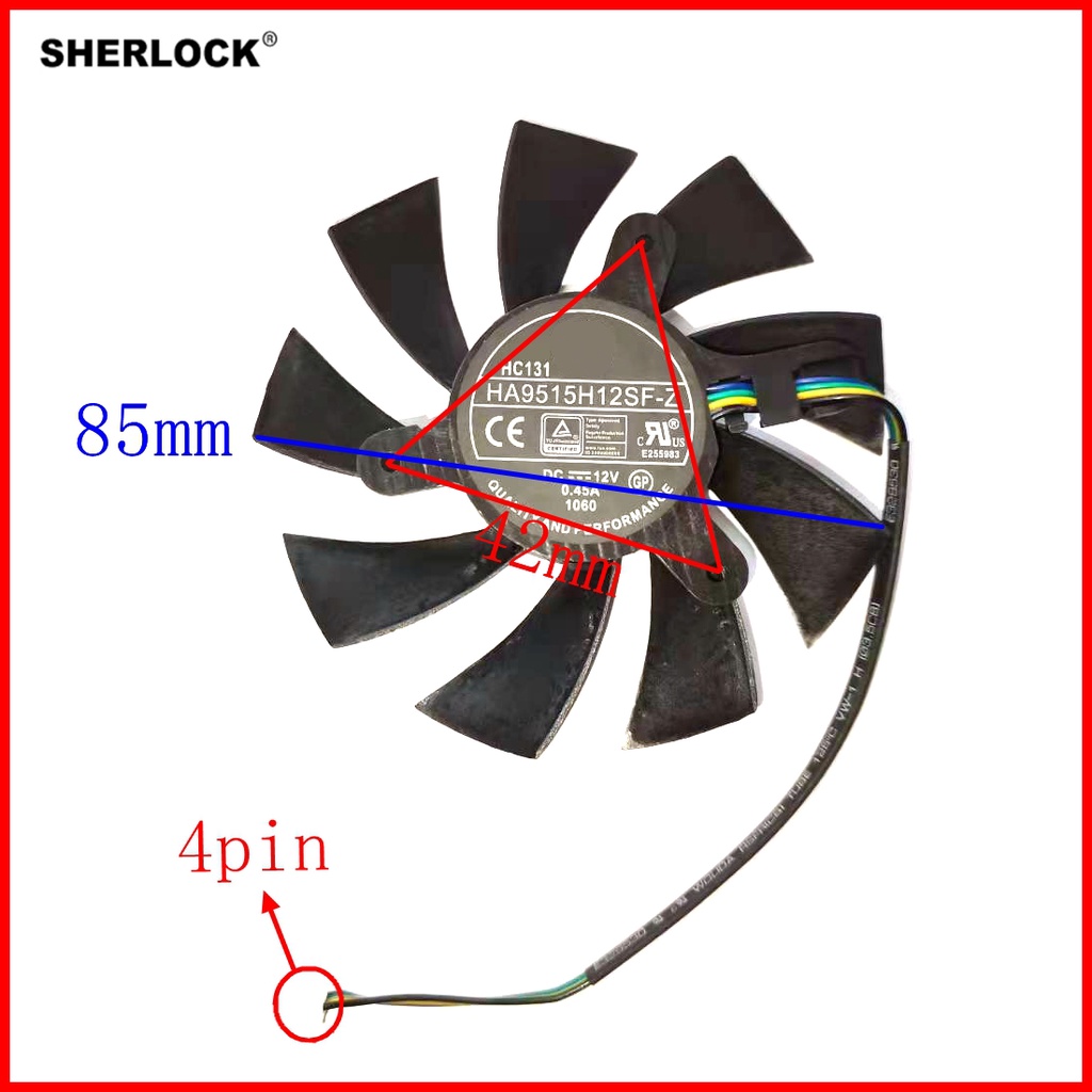 HA9515H12SF-Z 4pin DC12V 0.45A สําหรับ MSI R7 360 2GD5 OC GeForce GTX 950 2GD5 OC GeForce GTX 1060 6