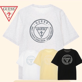 Guess เสื้อยืดลําลอง ผ้าฝ้าย แขนสั้น คอกลม พิมพ์ลายโลโก้ สไตล์เกาหลี สําหรับผู้ชาย และผู้หญิงS-5XL