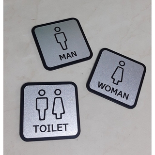 ป้ายห้องน้ำ อะครีลิคติดฟิล์มสีเงินเม็ดทราย TOILET SIGNAGE  *S-ONE DESIGN