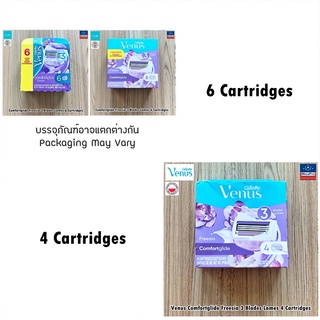 Gillette® Venus Comfortglide Freesia 3 Blades Lames 4 or 6 Cartridges ยิลเลตต์ วีนัส ใบมีดโกน สำหรับผู้หญิง