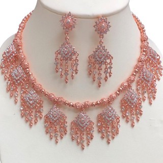 March jewelry ชุดไทยซ็ตโบราณสร้อยชุดต่างหูเพื่อนเจ้าสาวเจ้าสาว thai wedding สีทองเครื่องประดับสร้อยคอ