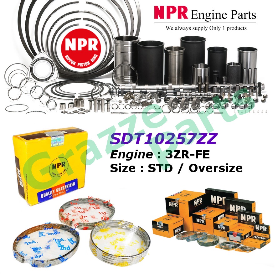 NPR ชุดแหวนลูกสูบ SDT10257ZZ สําหรับ Toyota Corolla Altis ZRE142 ZRE173 1.6 1.8 2.0 1ZR-FE 2ZR-FE 3Z