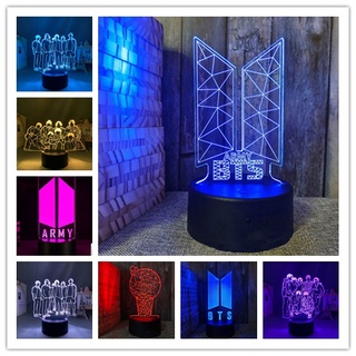 Bts Tian Tuan โคมไฟตั้งโต๊ะ รูป BTS Tian Tuan 3D 16 สี ขนาดเล็ก หลากสี พร้อมรีโมตคอนโทรล USB สําหรับตกแต่ง