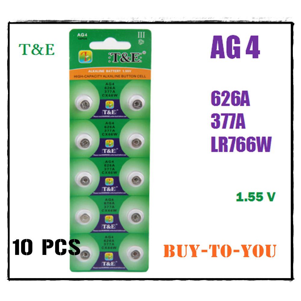 AG4 ถ่านกระดุม T&amp;E รุ่น AG4 377A 377 LR626 SR626SW SR66 LR66 1.55V