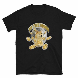 [S-5XL] เสื้อยืดแขนสั้น ผ้าฝ้าย ทรงสลิมฟิต พิมพ์ลาย Doge To The Moon Dogecoin Crypto สําหรับผู้ชาย