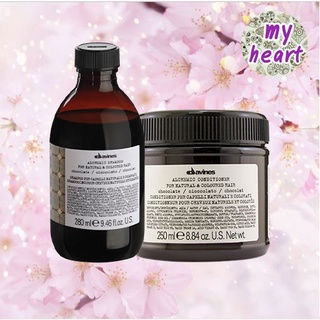 Davines Alchemic Shampoo/Conditioner Chocolate 280/250 ml แชมพู และครีมนวดผม เพิ่มเม็ดสีโทนน้ำตาลเข้ม โทนช็อคโกแลต