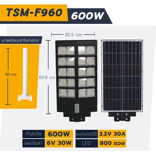 ไฟโซล่าเซลล์ LED รุ่น TSM-F948 480W แสงสีขาว โคมไฟถนน ไฟLED โคมไฟสปอร์ตไลท์ ไฟใหญ่ พลังงานแสงอาทิตย์