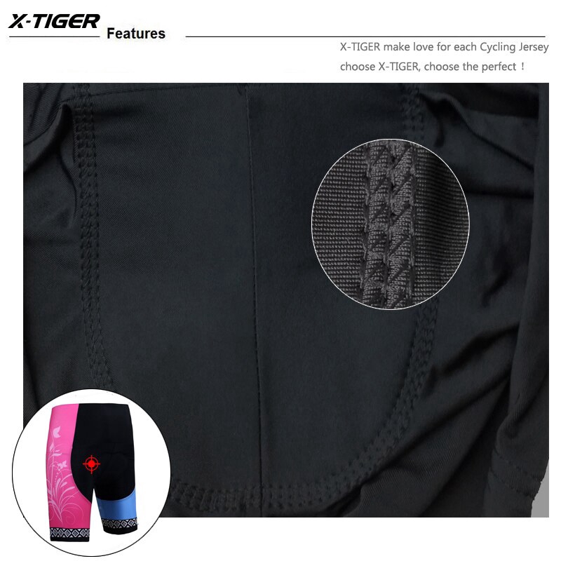 X-tiger กางเกงขาสั้นปั่นจักรยานเสือภูเขา แบบ 5D กันกระแทกได้ดี สำหรับผู้หญิง — صورة 6