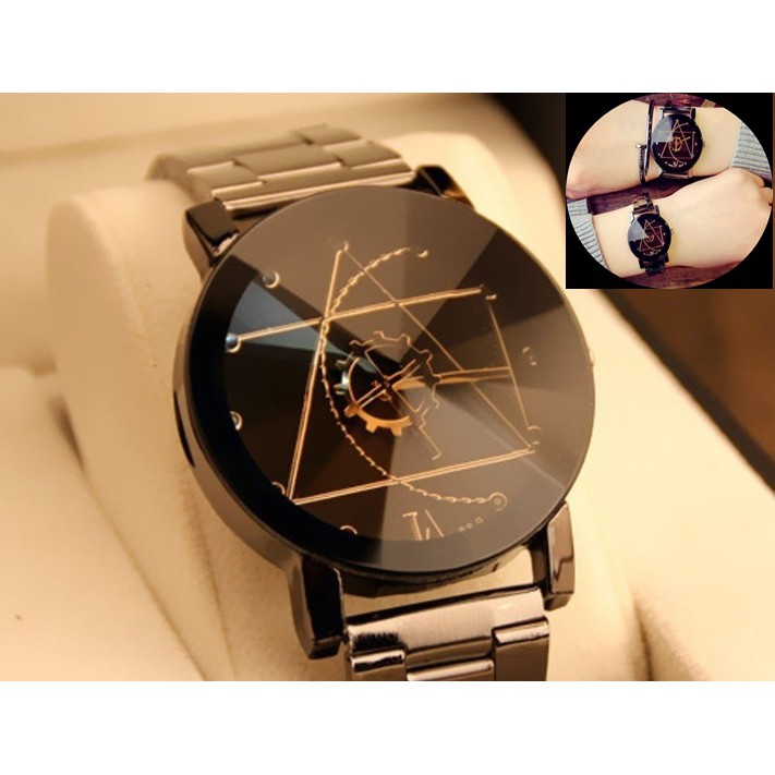 นาฬิกาข้อมือผู้หญิงและผู้ชาย Magic Watch หน้าปัด 4.0 CM (สีดำสายสแตลเลส)