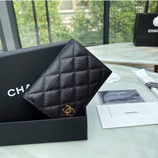 พรี CHANEL passport holder หนังแท้ กระเป๋าแฟชั่นกระเป๋าสตางค์ กระเป๋า​บัตรแบรนด์เนน