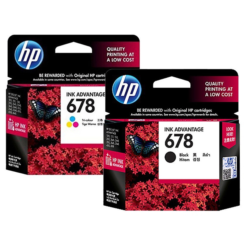 หมึก HP 678 Black Ink Cartridge HP 678 Tri-color Ink Cartridge