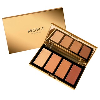 Browit Highlight And Contour Pro Palette Browit By Nongchat 3.5g.x4  ไฮไลท์ เฉดดิ้ง คอนทัวร์ น้องฉัตร หรือแปรง