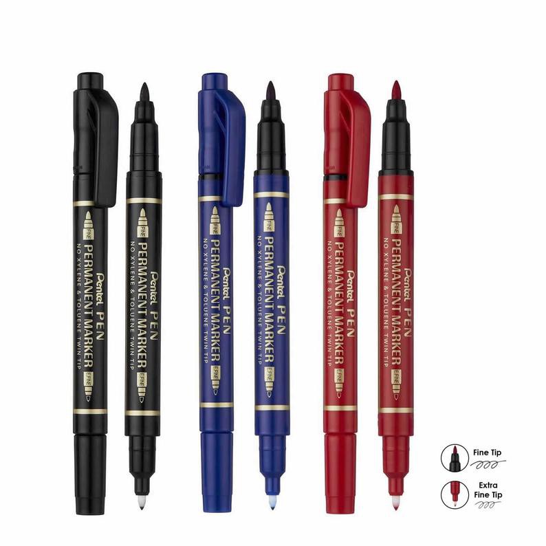 Pentel Twin Tip Permanent Marker N75W I ปากกามาร์คเกอร์อเนกประสงค์กันน้ำแบบลบไม่ได้ 2 หัว