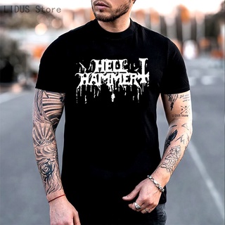 เสื้อยืดโอเวอร์ไซส์เสื้อยืด ผ้าฝ้ายแท้ พิมพ์ลายโลโก้ Hellhammer Death Metal Band Mayhem Marduk สวมใส่สบาย แฟชั่นฤดูร้อน