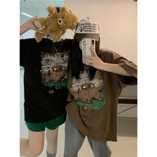 2338/5511#เสื้อยืดแขนสั้นสไตล์เกาหลี oversize เสื้อคอกลมสีขาว เสื้อผ้าวินเทจ เสื้อโอเวอร์ไซส์ผู้หญิงลายตัวอักษร แฟชั่น