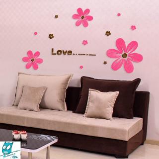 【Zooyoo】สติ๊กเกอร์ติดผนัง Romantic flower acrylic wall stickers