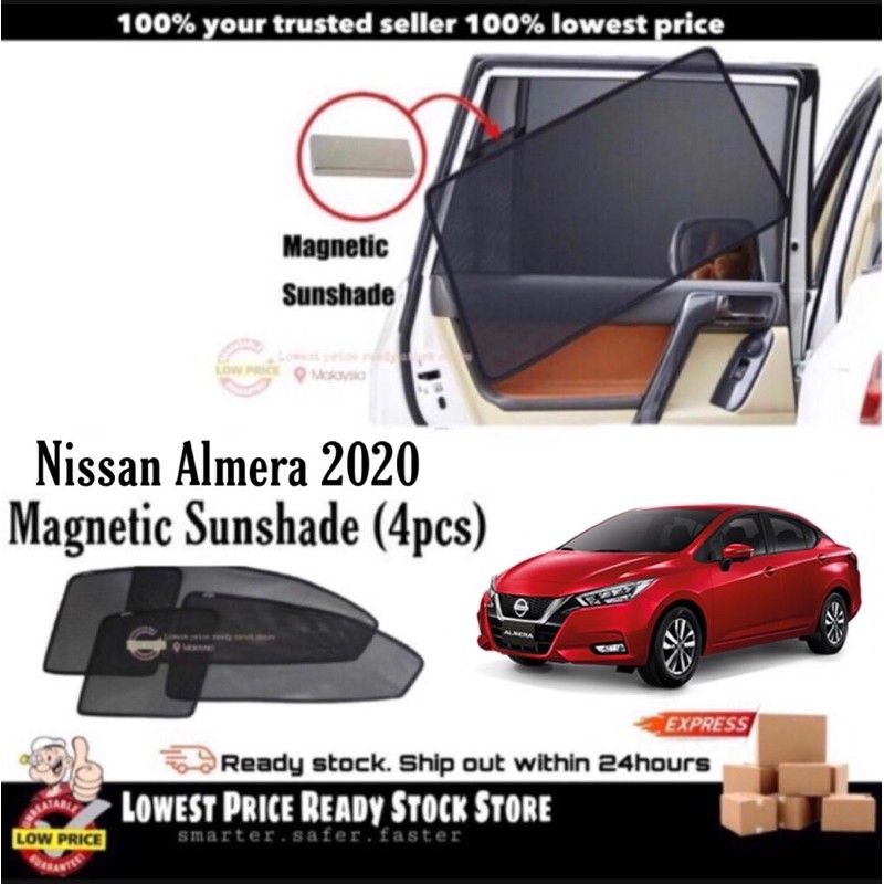 Magnetic Sun Shade ล่าสุด Nissan Almera 2020 (4 ชิ้น)