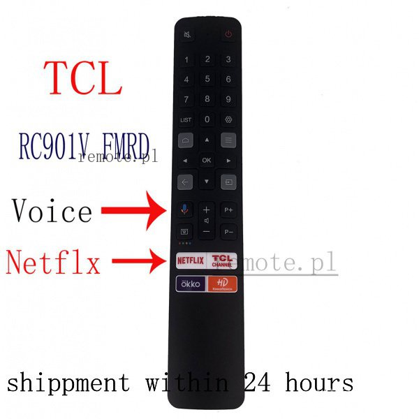 RC901V FMRD ใหม่ระยะไกลสําหรับทีวี tcl เสียง LCD LED TV รีโมทคอนโทรล Netflix TCL CHANNEL OKKO HD KHH