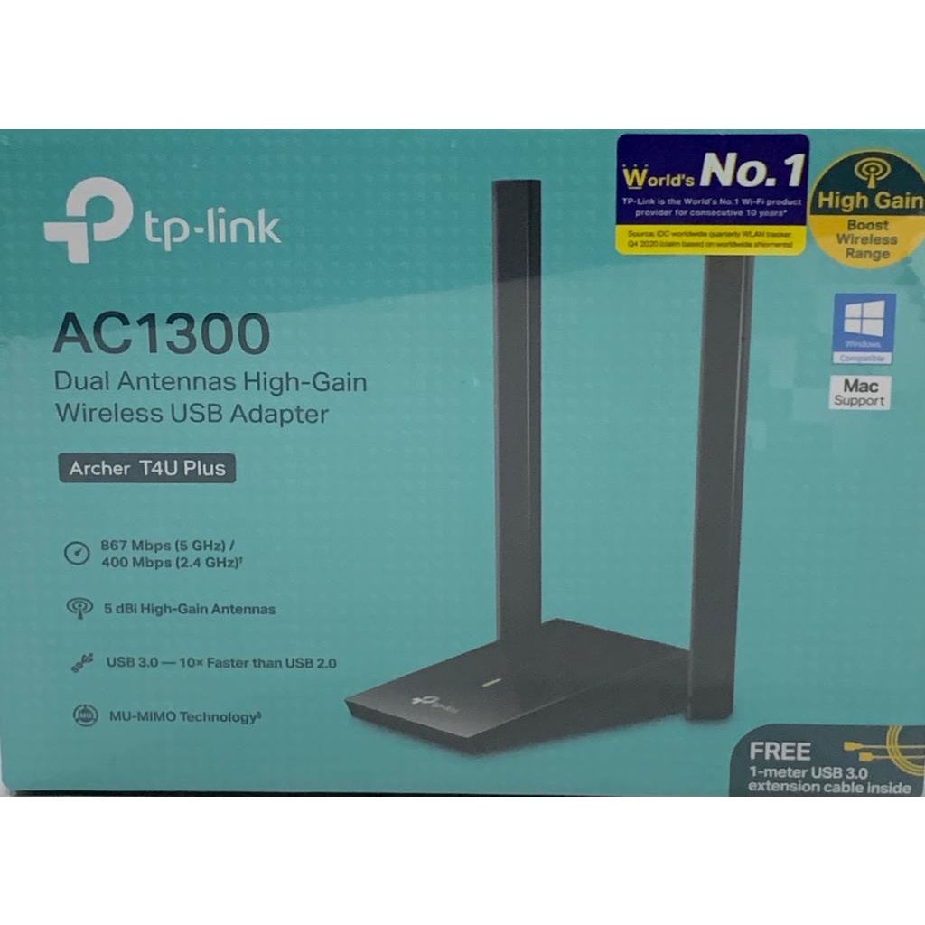 TP-Link T4U plus อะแดปเตอร์ USB ไร้สายกําลังสูง Archer , AC1300 เสาอากาศคู่ MU-MIMO พร้อมรับประกัน 3