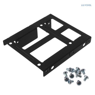 LILY* Black Metal Dual 2.5" to 3.5" Hard Drive Bay Mounting Bracket 2x2.5" to 3.5" HDD/SSD Mounting Bracket Caddy with Screws