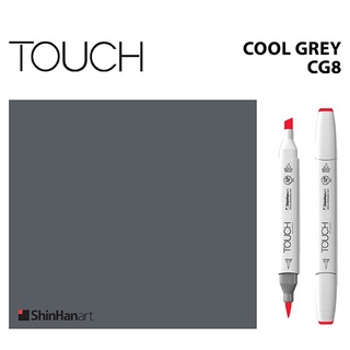 TOUCH TWIN BRUSH MARKER CG8 (COOL GREY) / มาร์คเกอร์หัวพู่กัน-หัวตัดขนาดกลาง รหัส CG8 (COOL GREY)