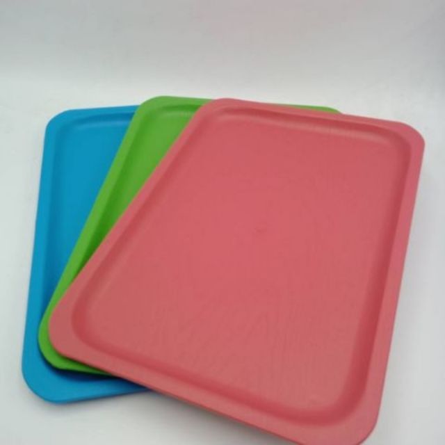 ถาดเสริฟ พลาสติก ลายไม้ใหญ่ สี 29x40x2cm