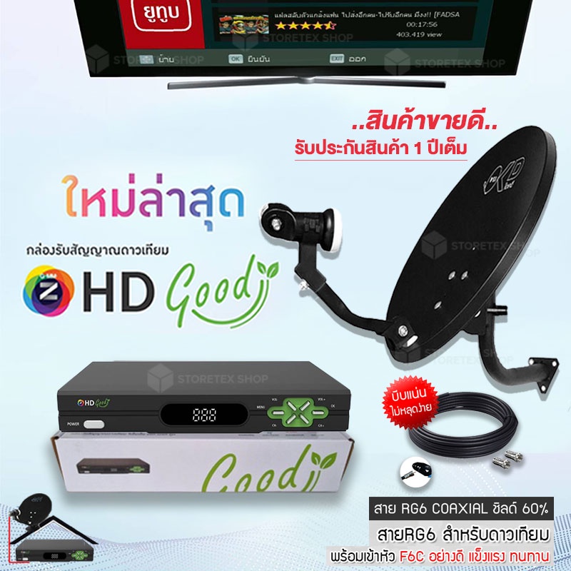 PSI ชุดจานดาวเทียม KU-BAND (35cm.)+ GMM Z HD Lite Pro+  พร้อมสายRG6 ยาวตามชุด